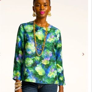 Frances Valentine Night Shade Sky Silk Blouse L New